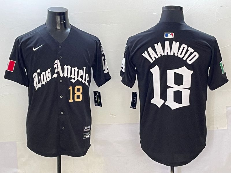 Men Los Angeles Dodgers #18 Yamamoto Black 5th Jointly Name 2026 Nike MLB Jersey style 09->los angeles dodgers->MLB Jersey
